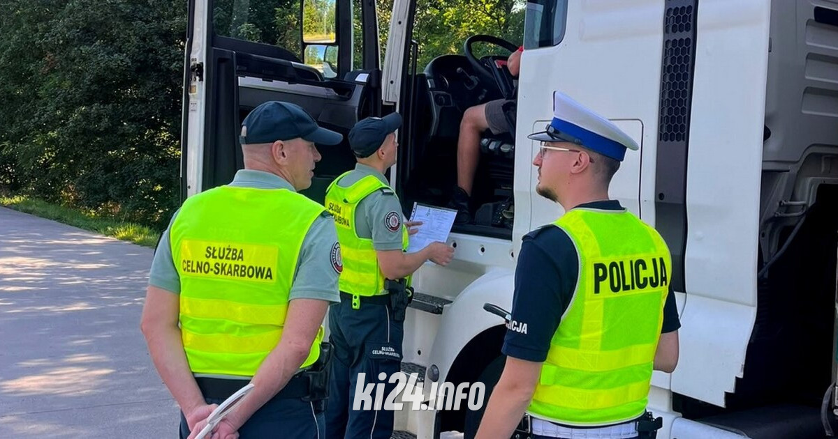Kilkanaście ciężarówek zatrzymanych do kontroli w Strzelnie