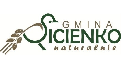 logo ptak z kłosem zboża z napisem gmina Sicienko naturalnie, kolory zielono złote
