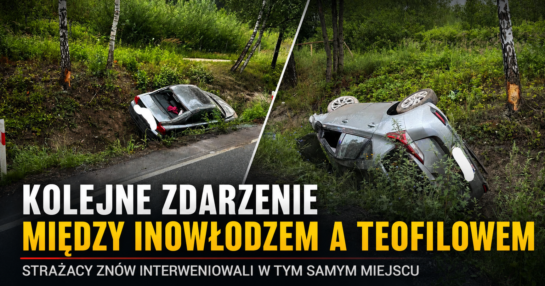 Kolejne zdarzenie na trasie Inowłódz–Teofilów. Strażacy wrócili w to samo miejsce