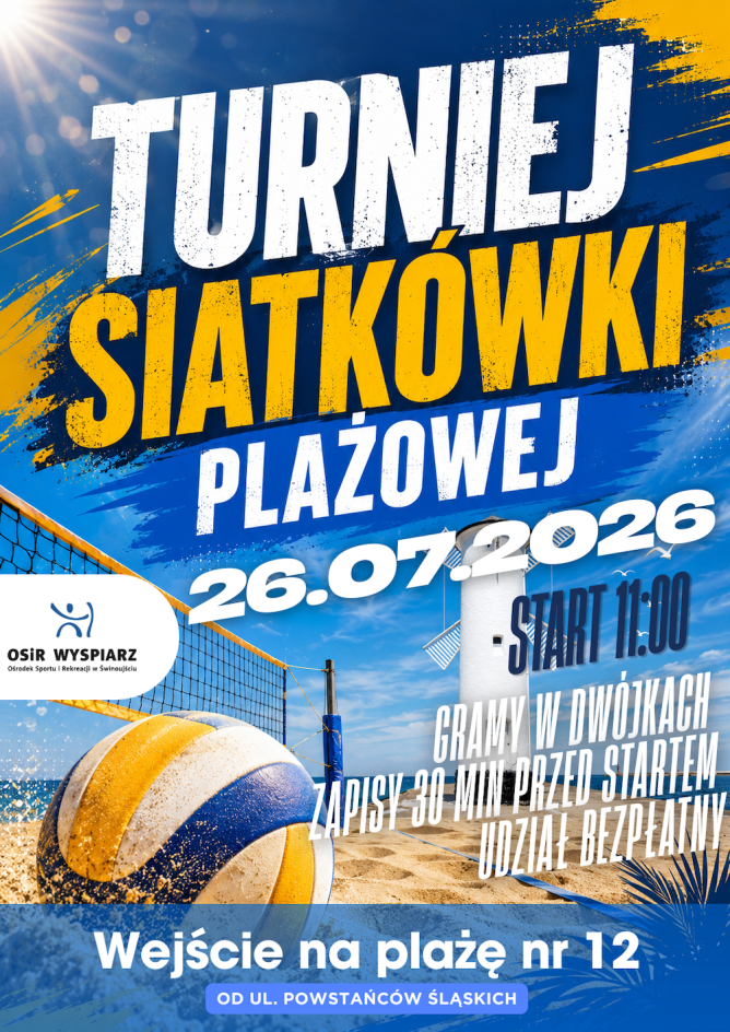 Kolejny Wakacyjny Turniej Siatkówki Plażowej w Świnoujściu już 26 lipca!