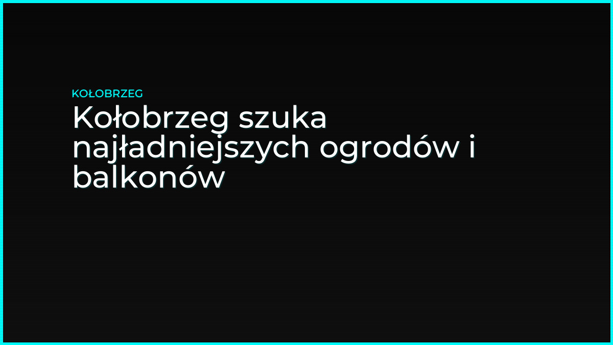 Kołobrzeg szuka najładniejszych ogrodów i balkonów