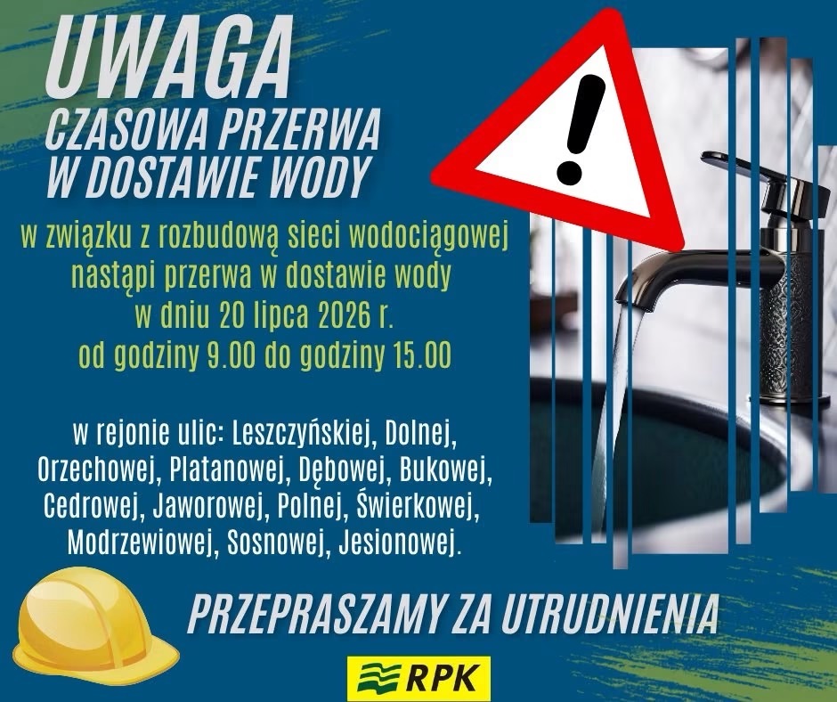 Komunikat dla mieszkańców Złotoryi dotyczący czasowego wyłączenia dostaw wody