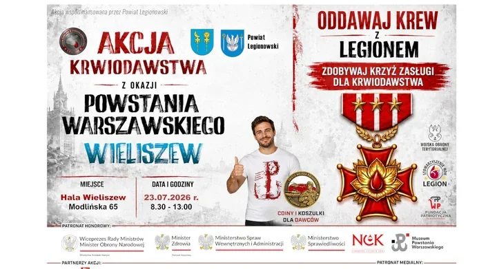 Krew potrzebna w Wieliszewie. Będą koszulki i pamiątkowe medale