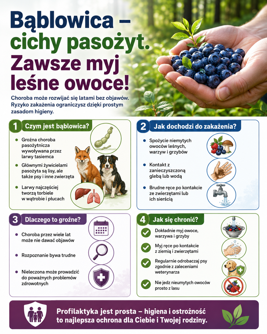 Leśne owoce mogą przenosić groźnego pasożyta. Bąblowica rozwija się latami bez objawów