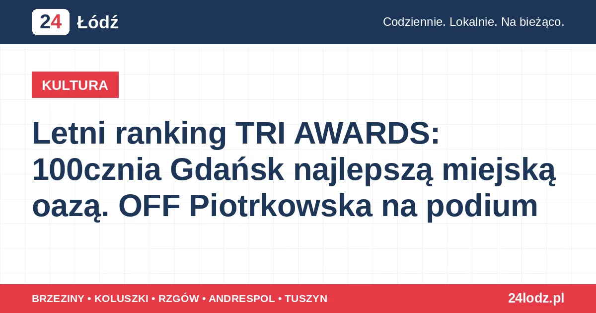 Letni ranking TRI AWARDS: 100cznia Gdańsk najlepszą miejską oazą. OFF Piotrkowska na podium