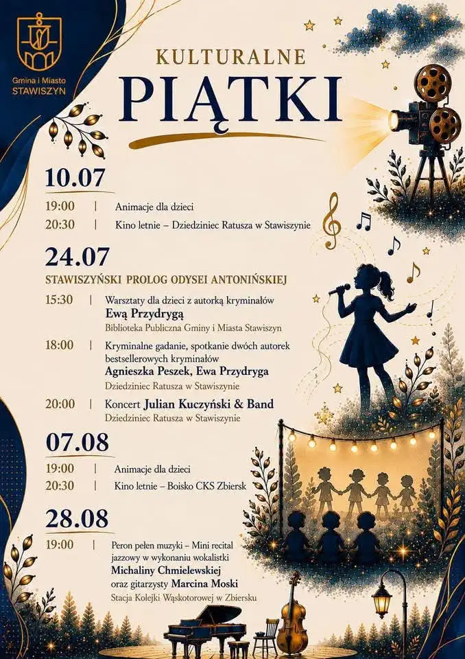 Letnie wieczory na dziedzińcu Ratusza w Stawiszynie – animacje i kino