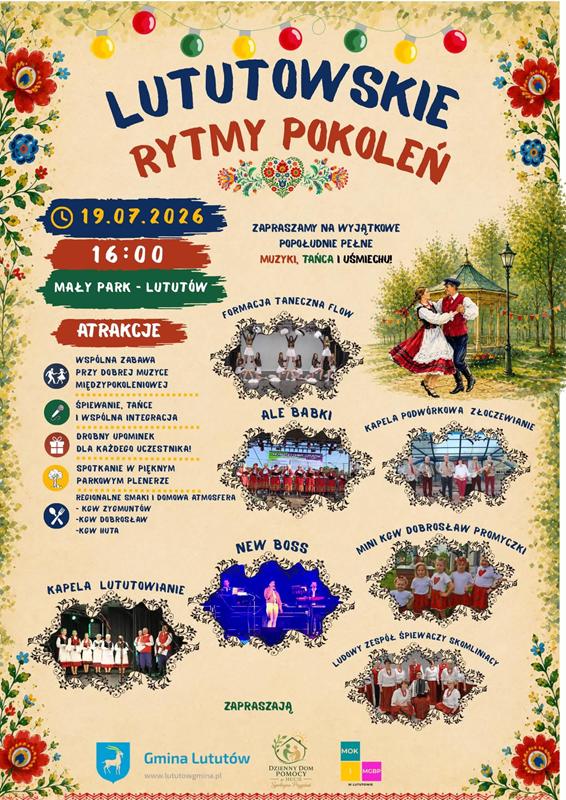 ,,Lututowskie Rytmy Pokoleń” – 19 lipca 2026 r.