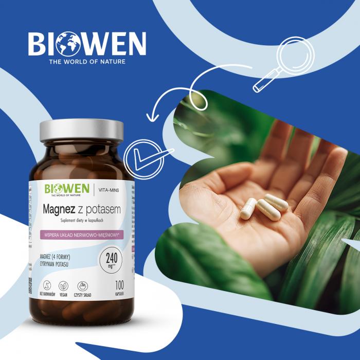 Magnez z potasem Biowen 100 kapsułek