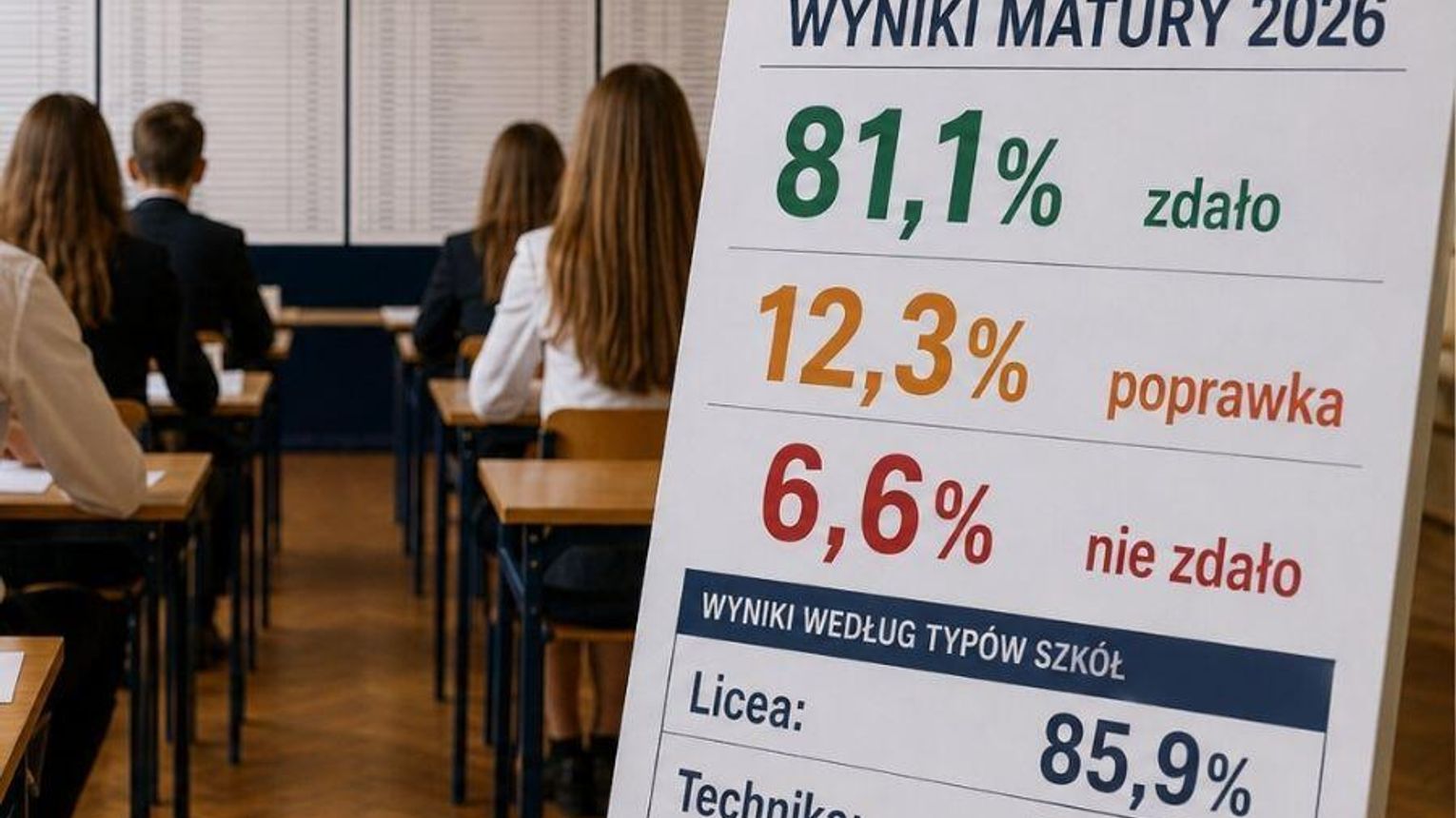 Maturę 2026 zdało czterech na pięciu absolwentów