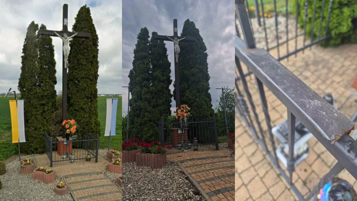 Miejsce kultu religijnego jest regularnie ograbiane. Sołtys: "Ręce opadają", mieszkańcy mówią dość kradzieżom spod krzyża