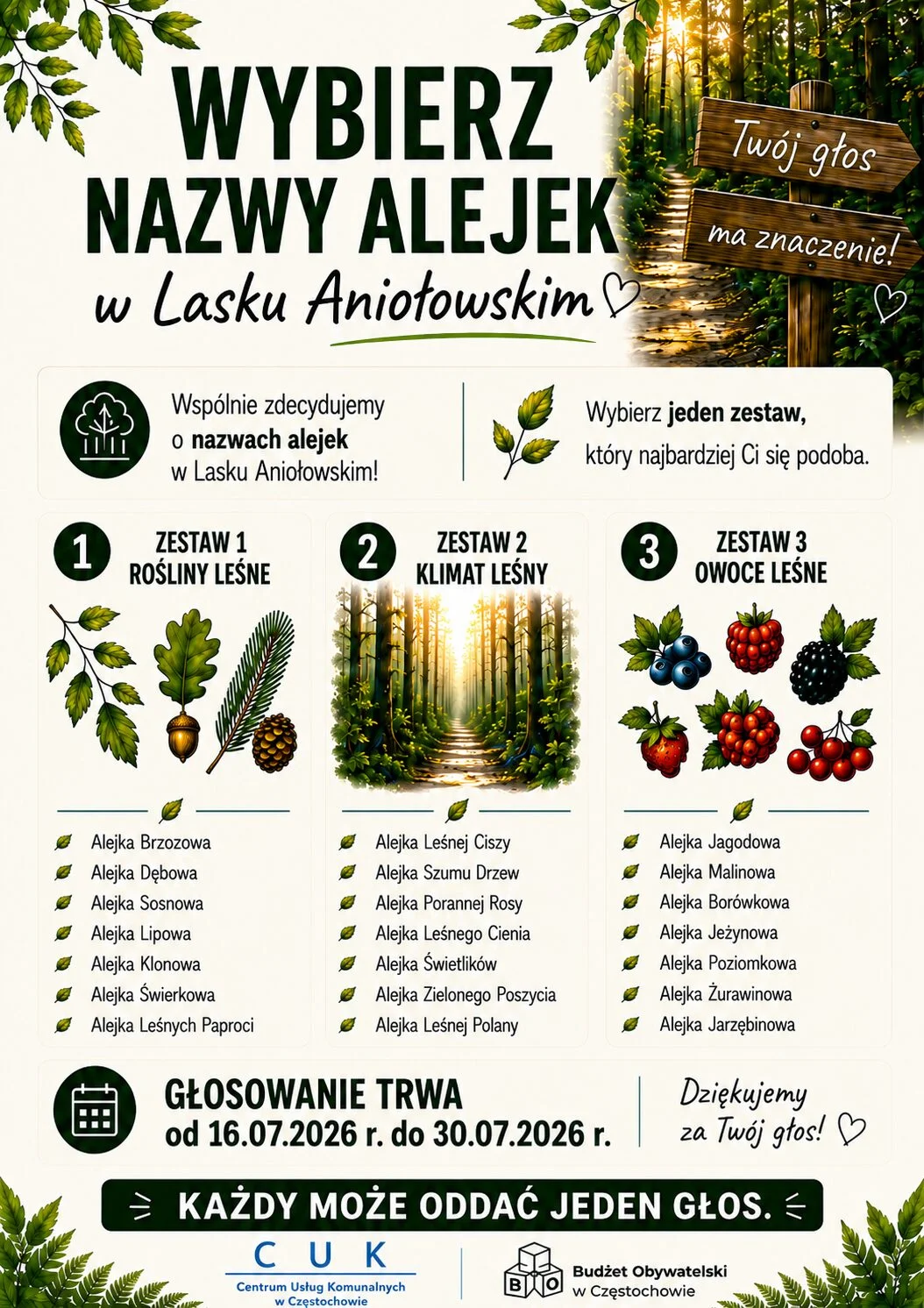 Mieszkańcy wybiorą nazwy alejek w Lasku Aniołowskim