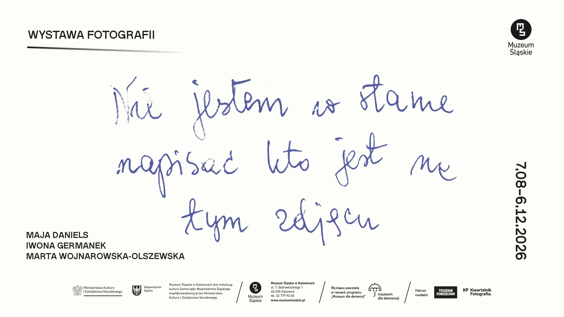 Muzeum Śląskie: Wernisaż wystawy o demencji. 6 sierpnia o