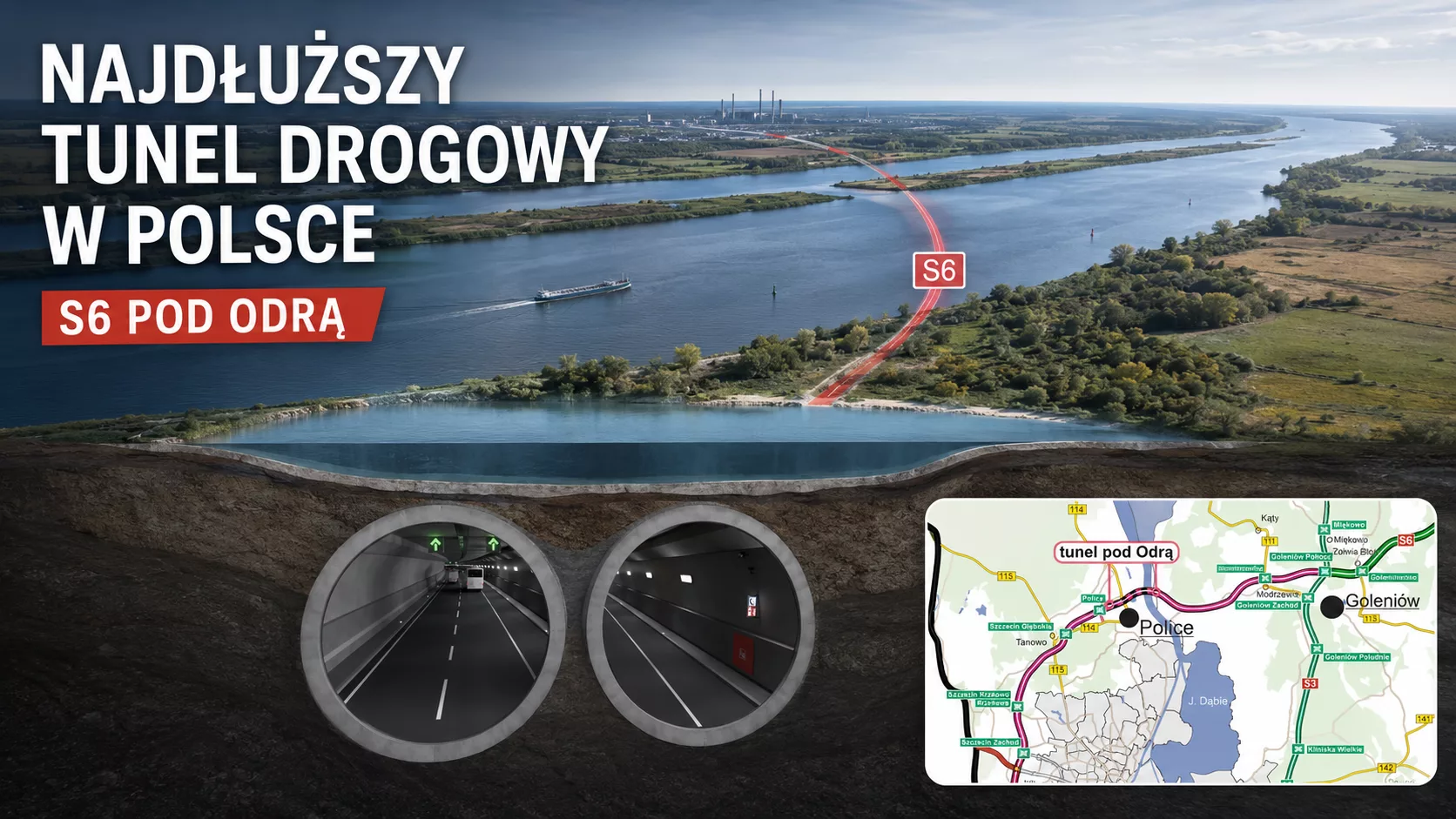 Najdłuższy tunel drogowy w Polsce coraz bliżej. Powstanie pod Odrą na trasie S6