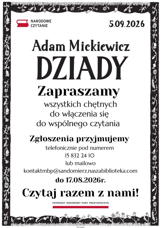Narodowe Czytanie 2026 - zaproszenie do udziału! (5 IX) - Miejska Biblioteka Publiczna im. Jana Dłu…