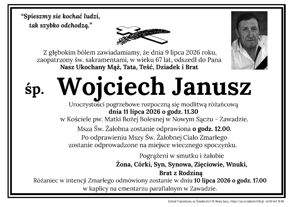 Nie żyje Wojciech Janusz. Uroczystości pogrzebowe odbędą się w sobotę