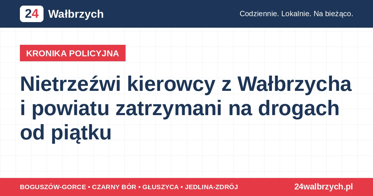 Nietrzeźwi kierowcy z Wałbrzycha i powiatu zatrzymani na drogach od piątku