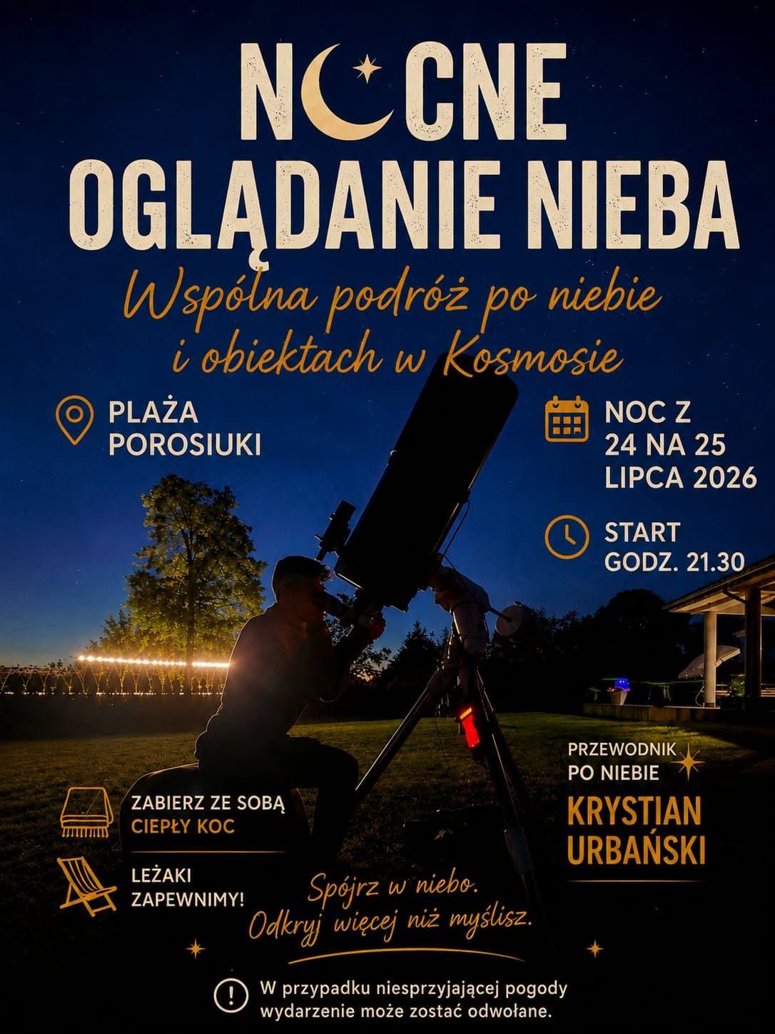 Nocne oglądanie nieba w Porosiukach