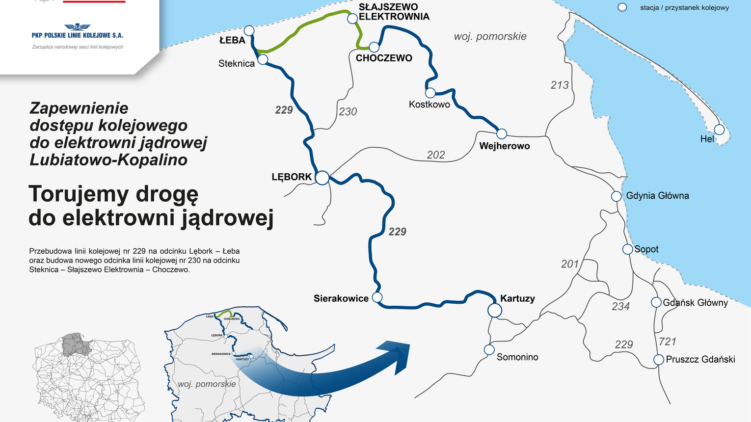 Nowa linia kolejowa połączy małe miejscowości z Trójmiastem i elektrownią jądrową