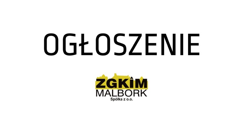 Ogłoszenie. Przetarg ZGKiM w Malborku na najem lokalu użytkowego