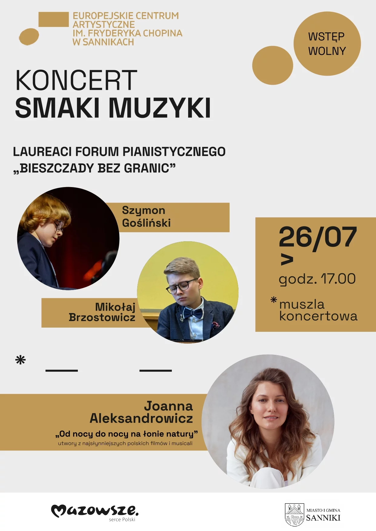 Pałac w Sannikach zaprasza na koncert „Smaki Muzyki”