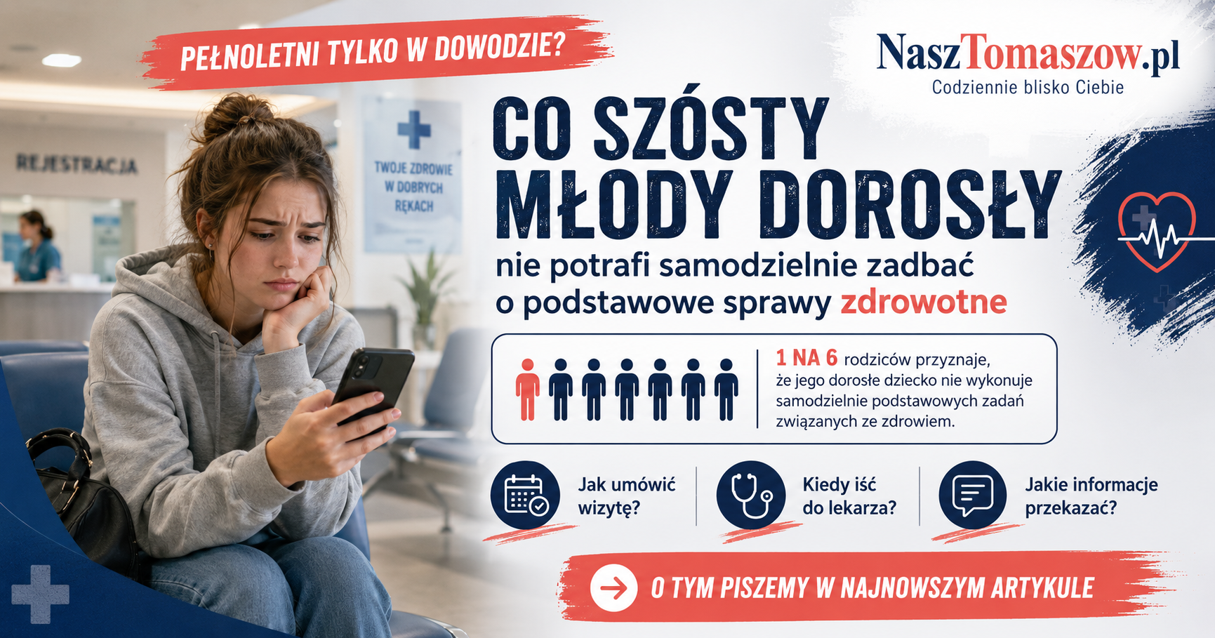 Pełnoletni tylko w dowodzie? Co szósty młody dorosły nie potrafi samodzielnie zadbać o swoje zdrowie