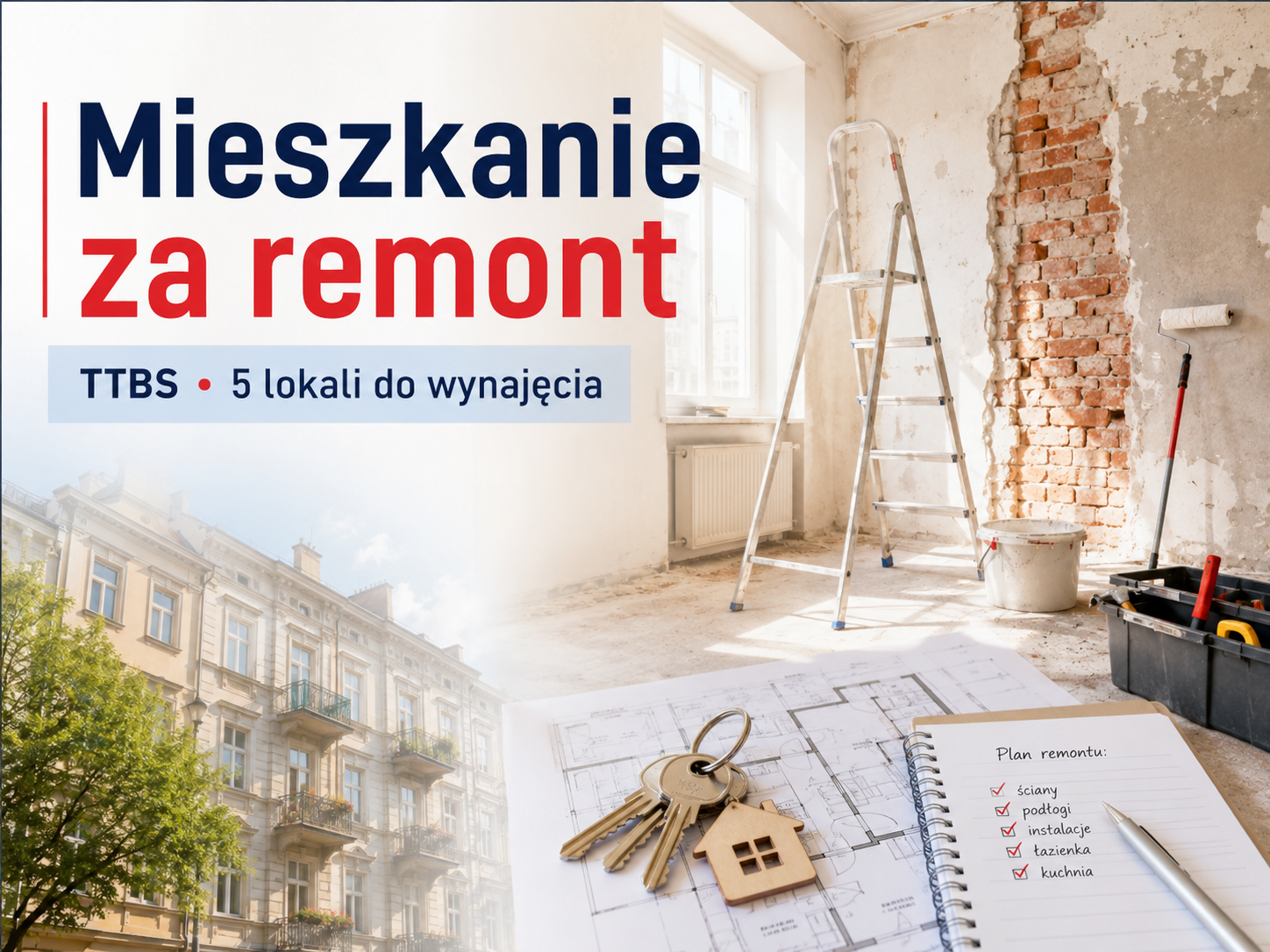Pięć mieszkań czeka na nowych najemców. TTBS ponownie proponuje lokale „za remont”