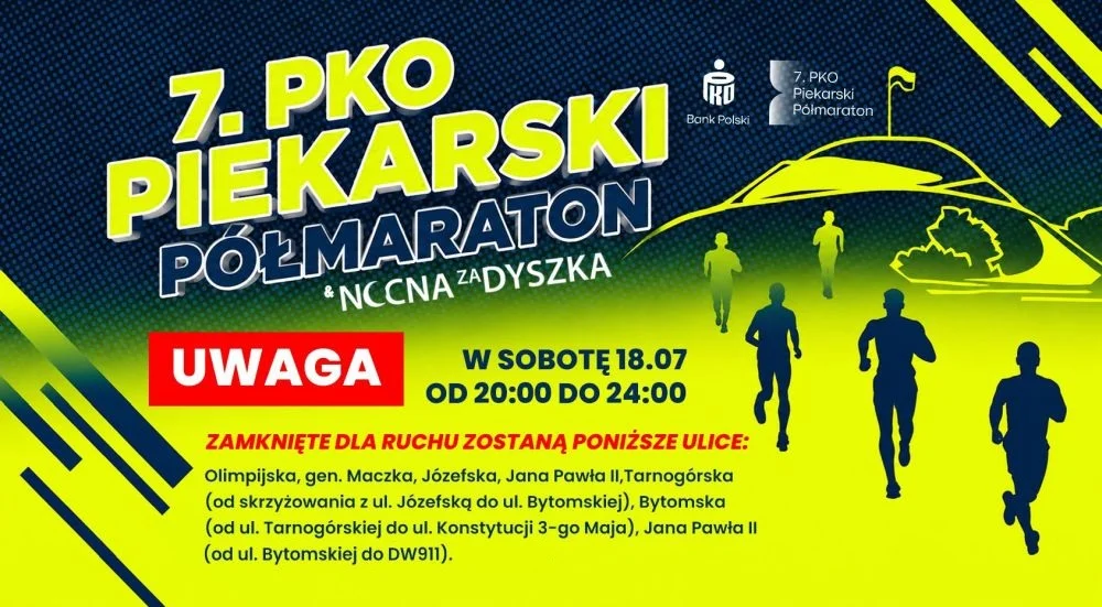 Piekary Śląskie: 7. PKO Półmaraton 18 lipca – zamknięcia ulic od