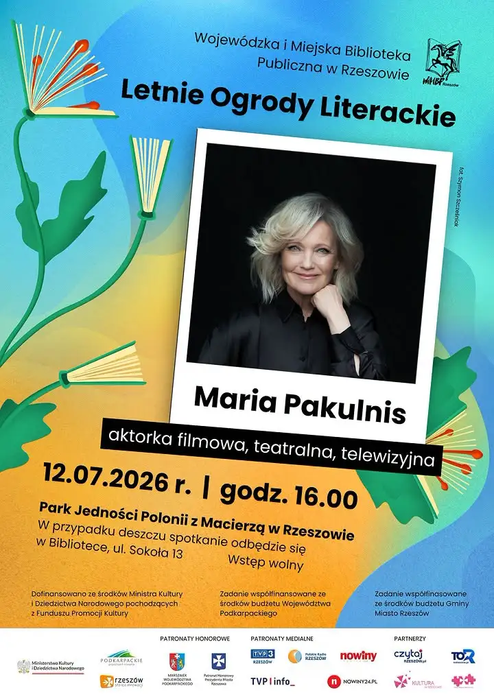 Pierwsze spotkanie w ramach cyklu Letnie Ogrody Literackie. Rzeszów odwiedzi Maria Pakulnis