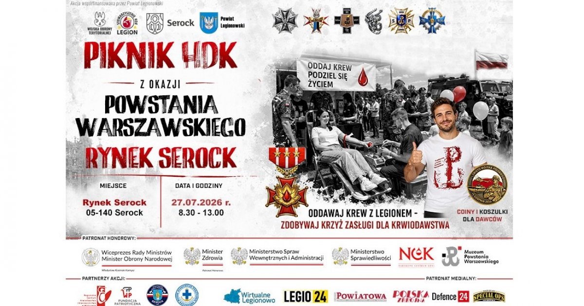 Piknik w Serocku. Oddaj krew i uczcij rocznicę Powstania Warszawskiego
