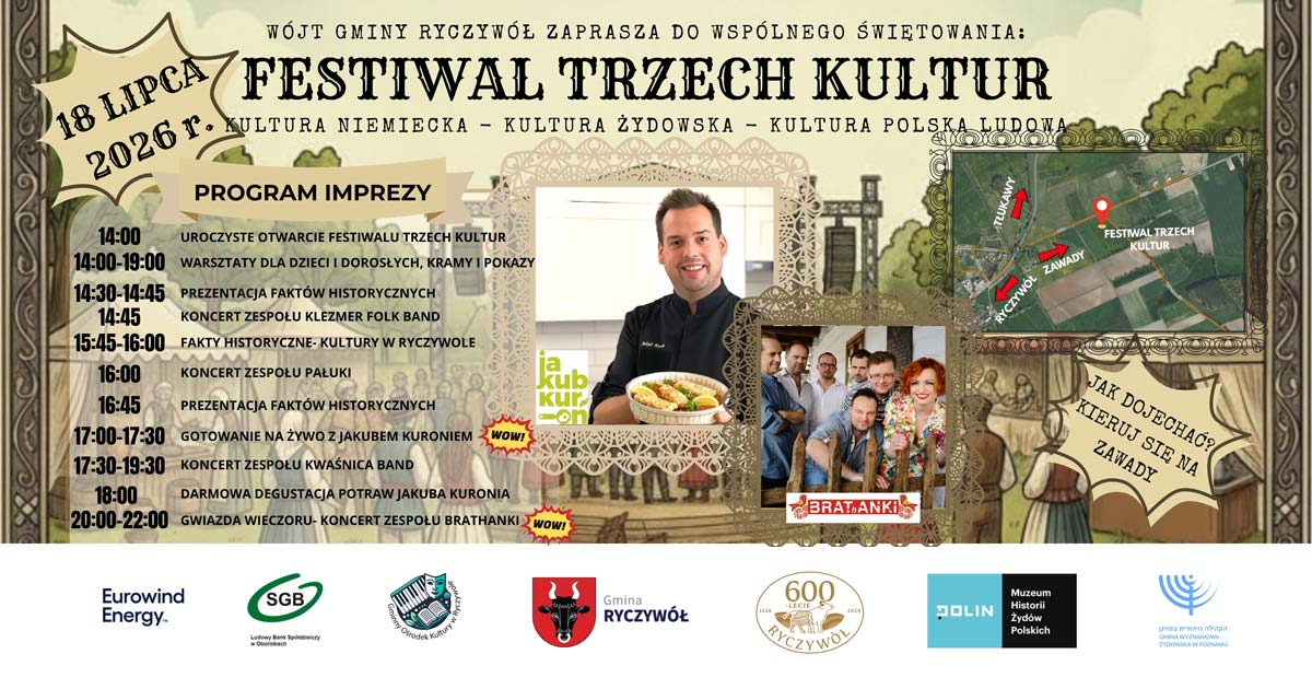 Pilne — Festiwal Trzech Kultur w Ryczywole. Brathanki, bawarska biesiada i gotowanie z Jakubem Kuroniem
