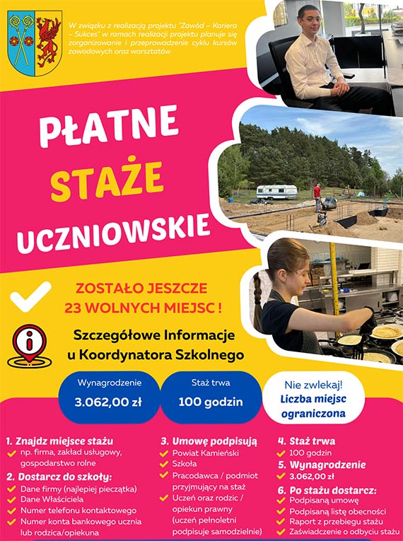 Płatne staże uczniowskie – nadal trwa nabór!
