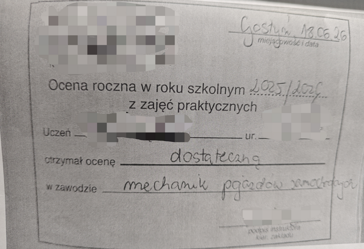 Podrobił wpis do dzienniczka praktyk. Grozi mu więzienie 7 lipca, 12:12 Gostyń
