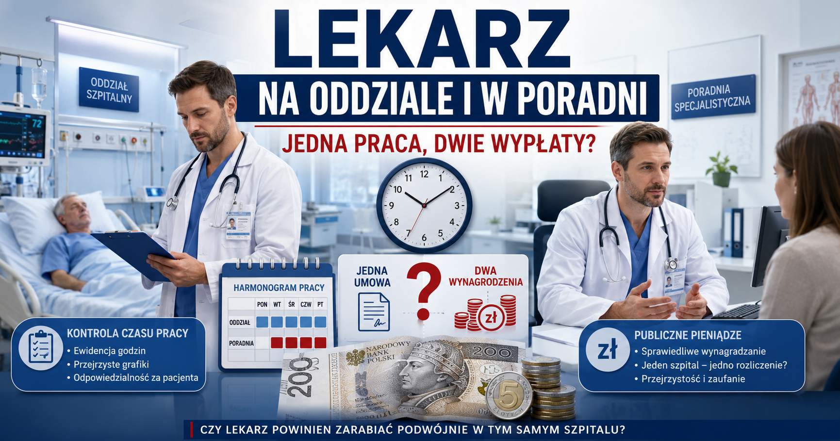 Polacy chcą kontroli czasu pracy lekarzy. Ponad 72 procent popiera zmiany