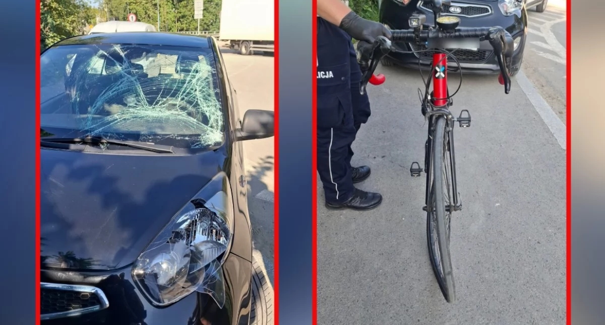 Policja informuje o porannej kolizji w Zakopanem. Rowerzyści jechali pod prąd, jeden uderzył w samochód