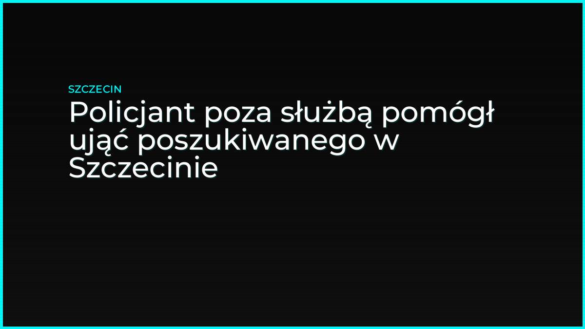 Policjant poza służbą pomógł ująć poszukiwanego w Szczecinie