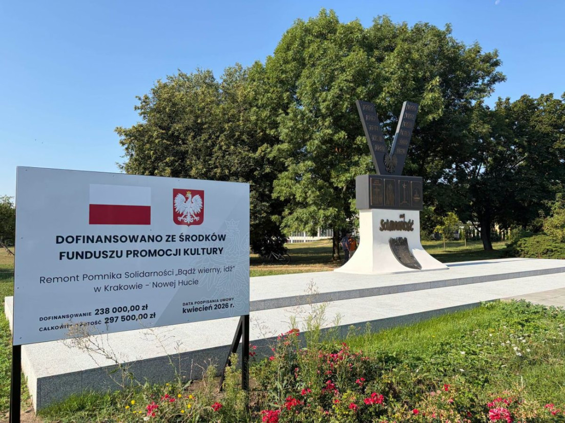 Pomnik Solidarności „Bądź wierny, idź” w Nowej Hucie po remoncie. Zakończyły się prace konserwatorskie