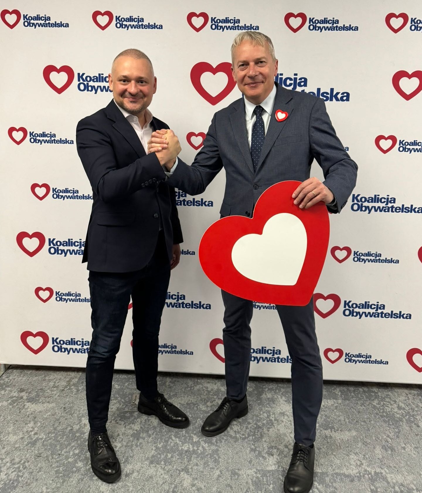 Koalicja Obywatelska, wybory w strukturach regionalnych partii w województwie śląskim. Poseł na Sejm RP Wojciech Król i Marszałek Województwa Śląskiego Wojciech Saługa. 8 marca 2026