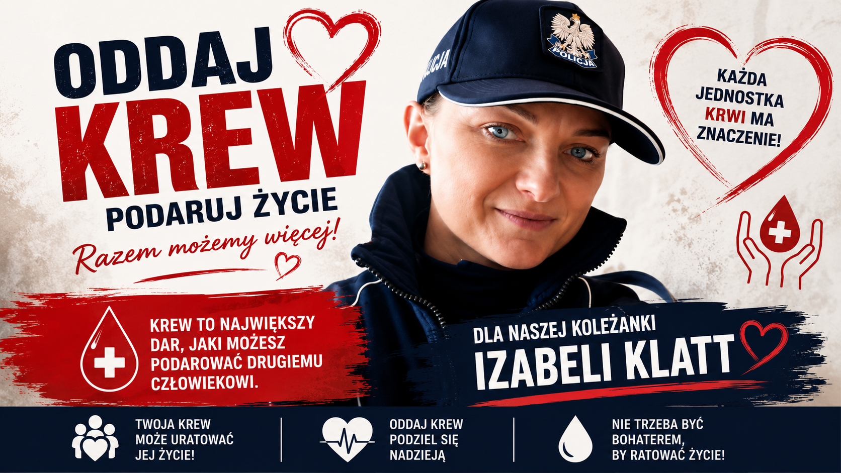 Potrzebna krew dla policjantki. Gryficka komenda zachęca mieszkańców do udziału w akcji