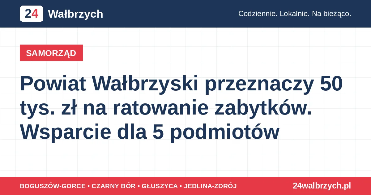 Powiat Wałbrzyski przeznaczy 50 tys. zł na ratowanie zabytków. Wsparcie dla 5 podmiotów