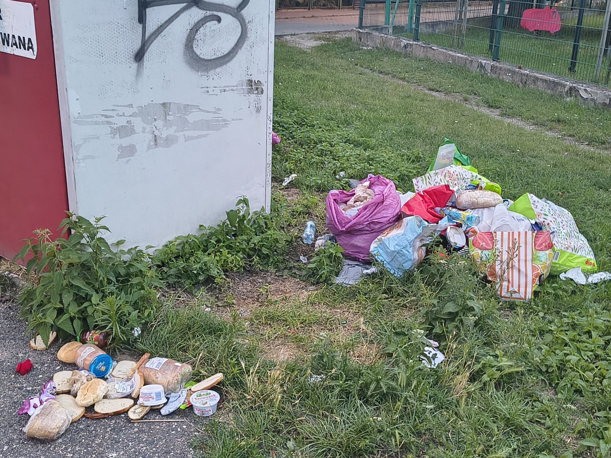 Powracający problem. Kontenery na odzież, a wokół worki z odpadami i żywnością