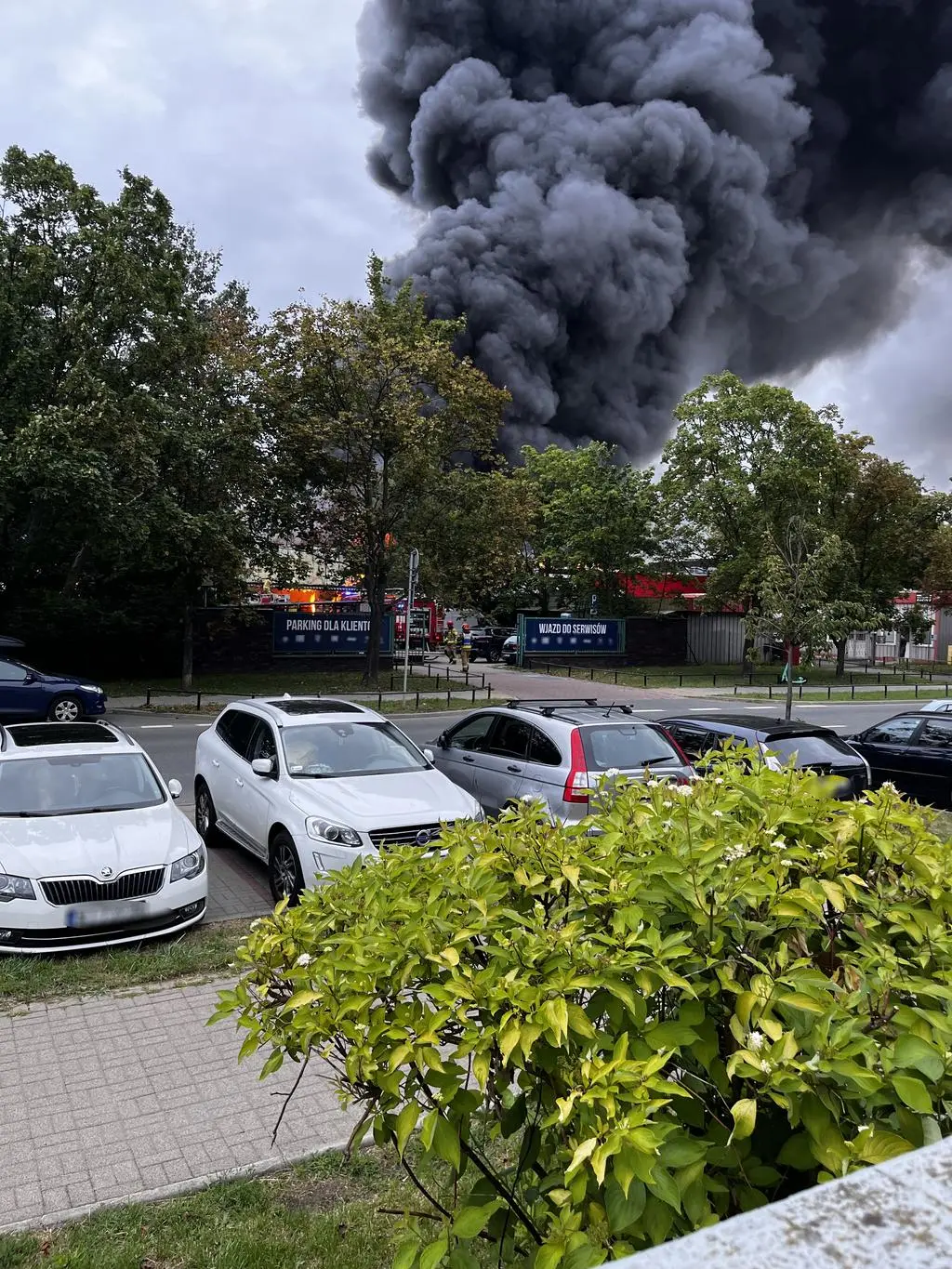 Pożar warsztatu w Warszawie