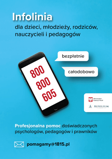 Profesjonalna pomoc dla uczniów i rodziców (infolinia 800 800 605)