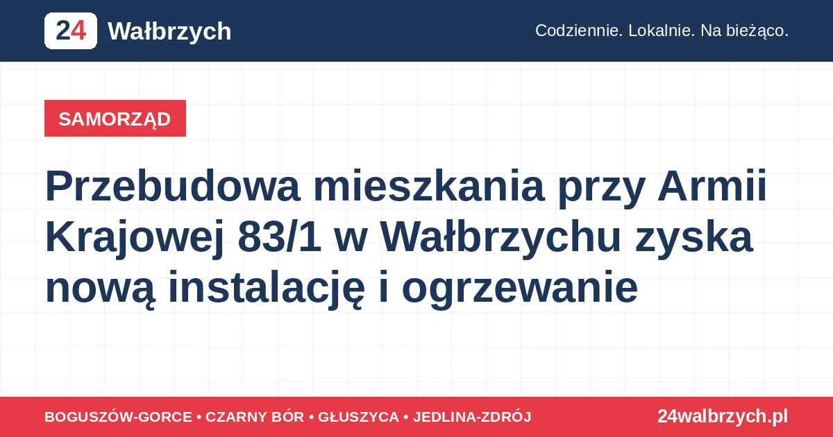 Przebudowa mieszkania przy Armii Krajowej 83/1 w Wałbrzychu zyska nową instalację i ogrzewanie