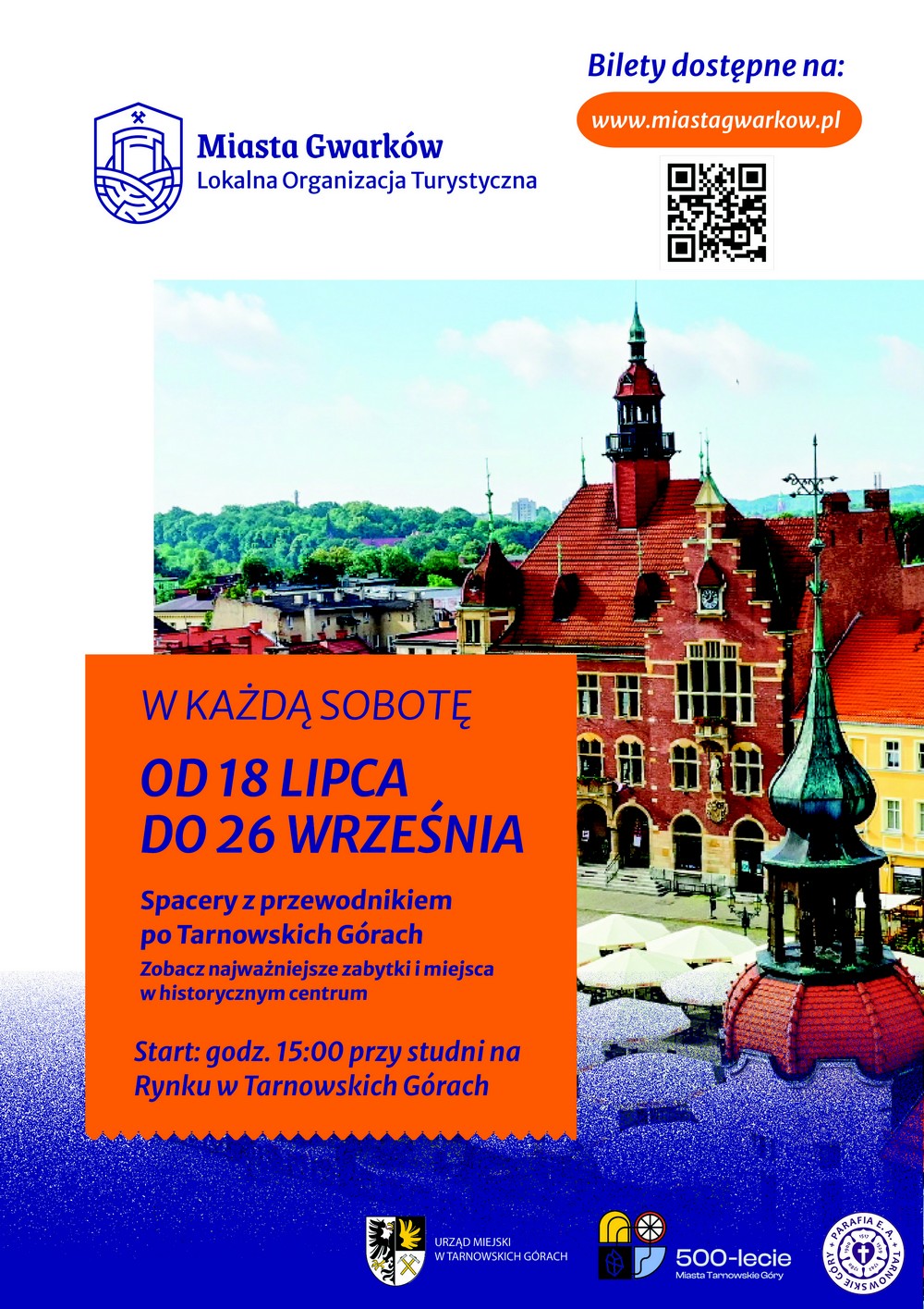 Plakat zapowiadający spacery tematyczne po Tarnowskich Górach