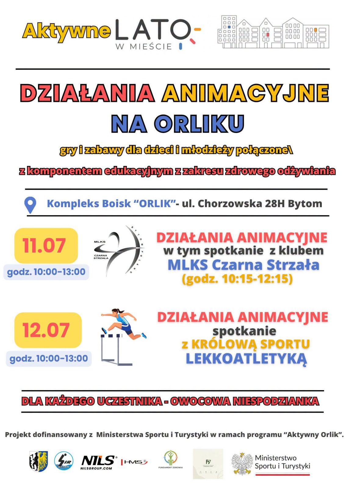 Plakat zapowiadający wydarzenia sportowe na Orliku w Rozbarku