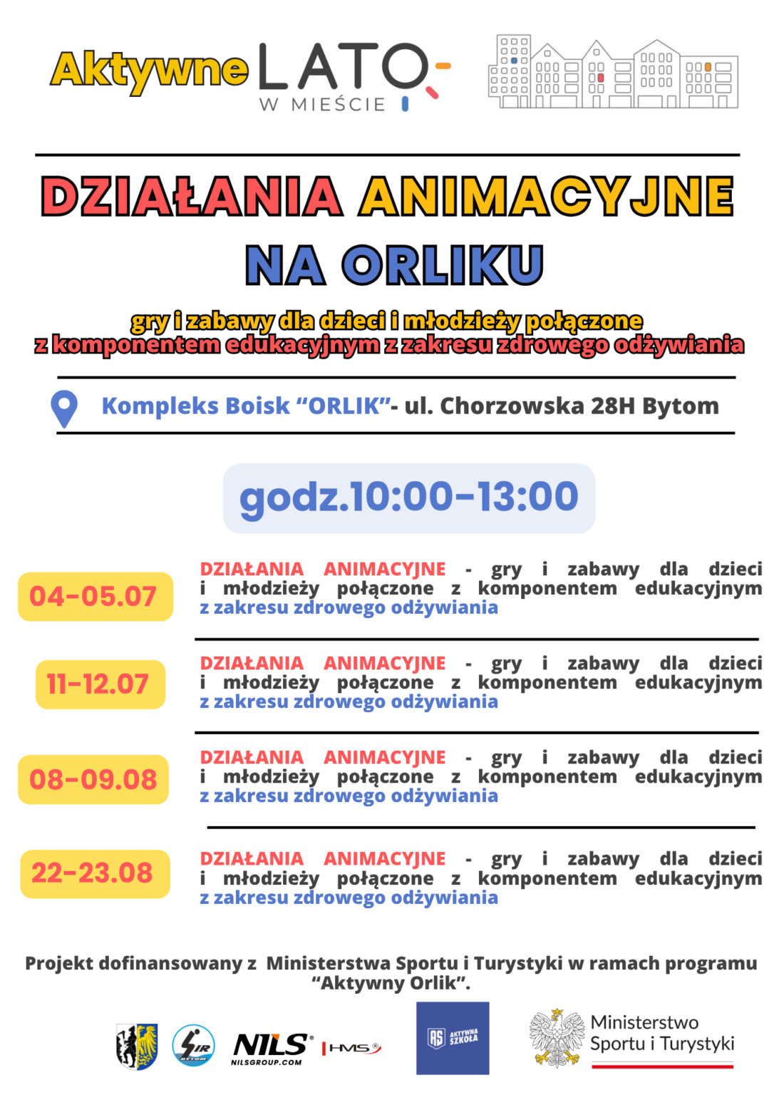 Plakat zapowiadający wydarzenia sportowe na Orliku w Rozbarku