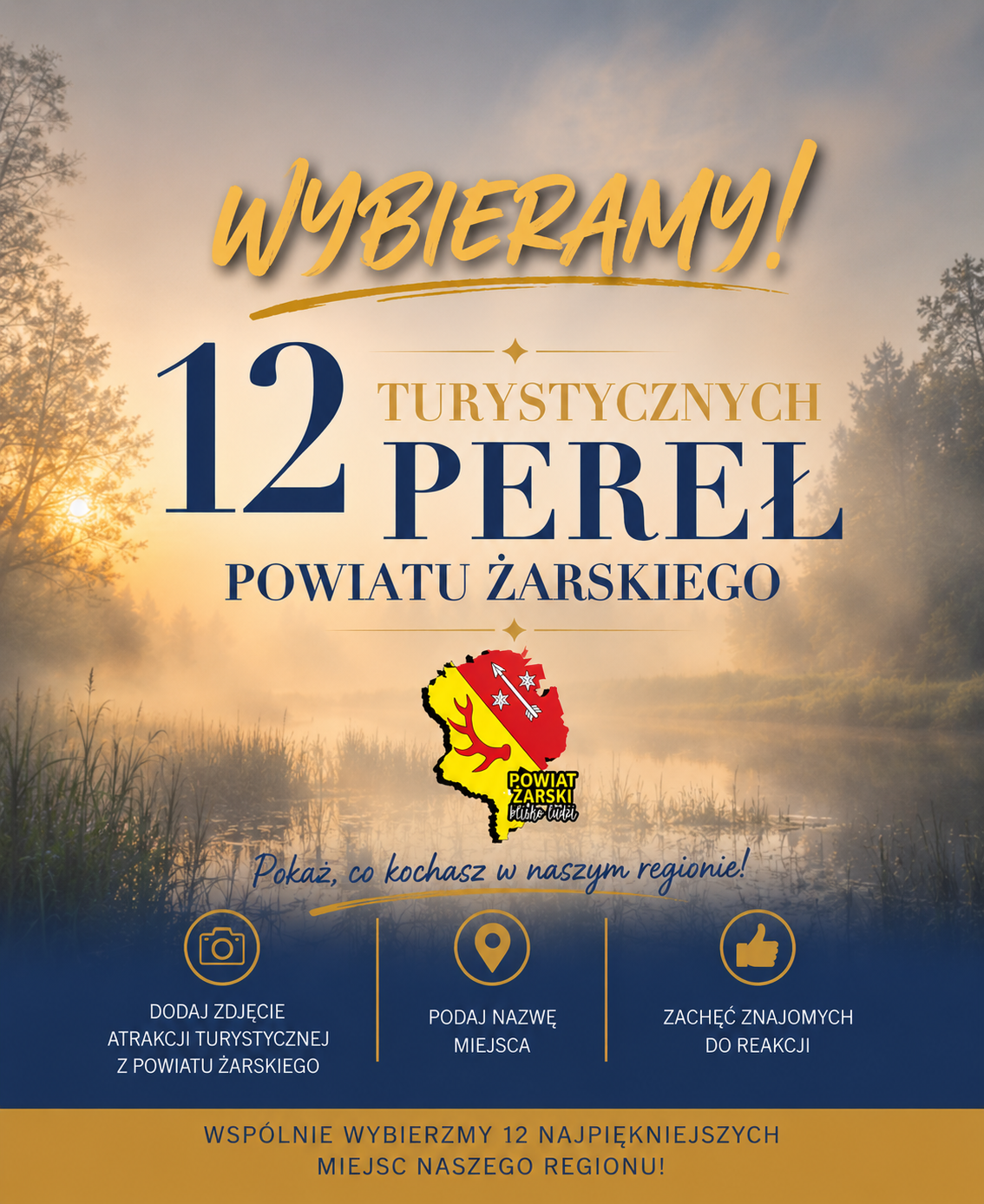 Ilustracja do informacji: Weź udział w zabawie „12 Turystycznych Pereł Powiatu Żarskiego”