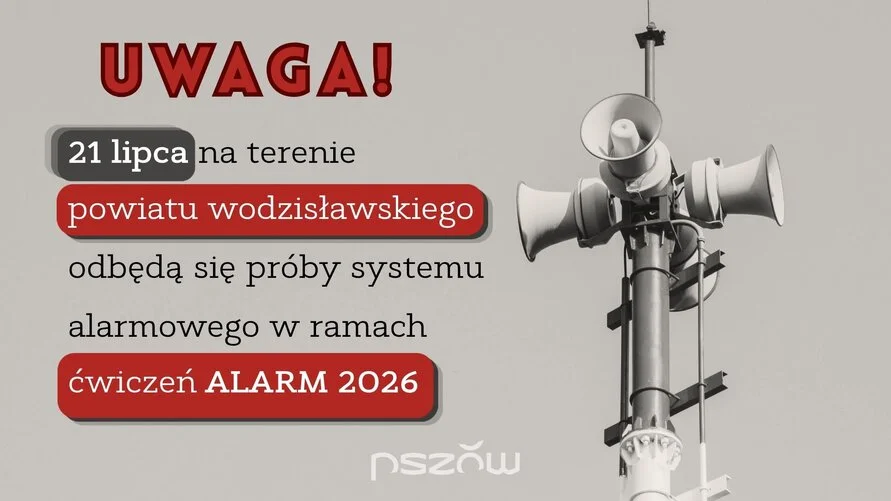 Pszów: Ćwiczenia ALARM 2026 - syreny zabrzmią 21 lipca w całym powiecie
