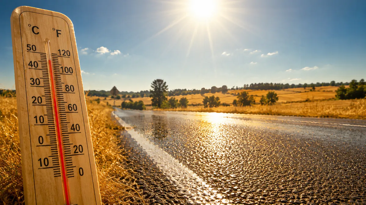 Termometr pokazujący rekordową temperaturę podczas upałów w Pols
