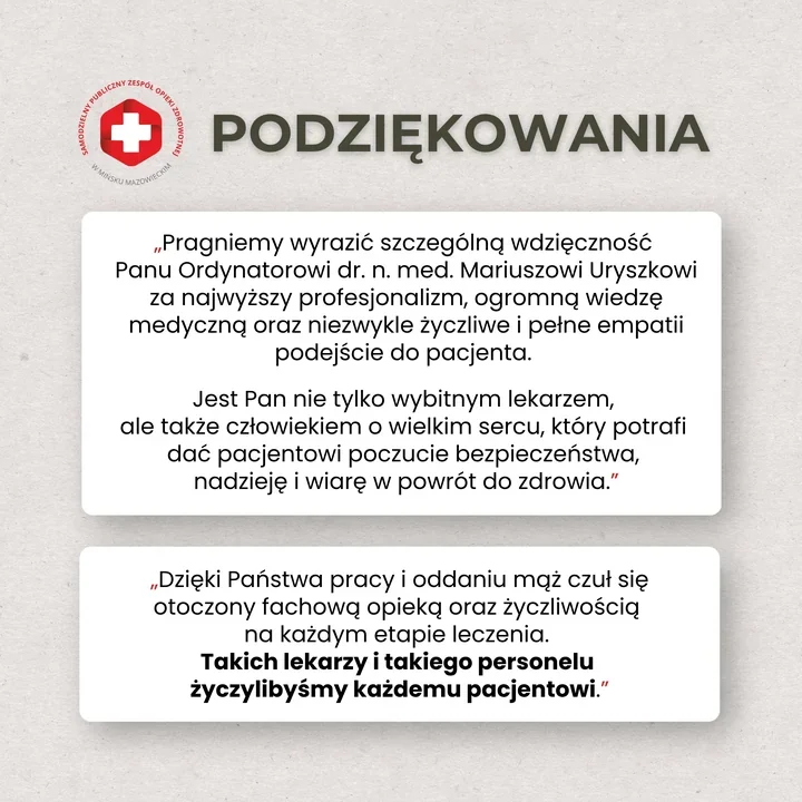 Rodzina napisała do oddziału chirurgicznego. Padły słowa wdzięczności